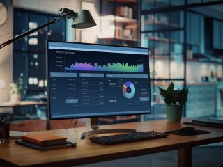 PC with visual Data of Statics in Office